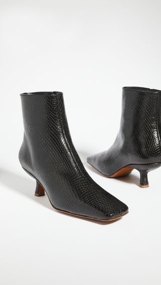 BY FAR + Lange Snake Print Booties