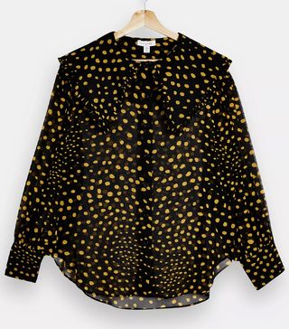 Topshop + Black and Mustard Spot Collar Shirt