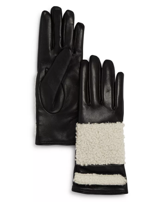 Bloomingdale's + Shearling-Trim Leather Gloves