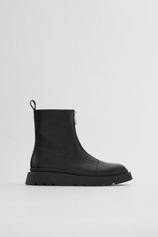 Zara + Zippered Low Heeled Ankle Boots TRF