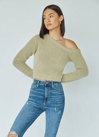 Forever 21 + Fuzzy Knit One-Shoulder Sweater