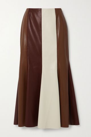 Nanushka + Artem Color-Block Vegan Leather Midi Skirt