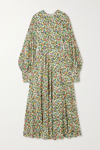 Rotate Birger Christensen + Mary Open-Back Floral-Print Crepe Maxi Dress