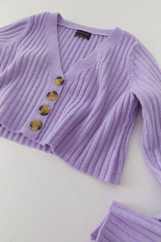 Urban Outfitters + Rose Ribbed Cropped Cardigan