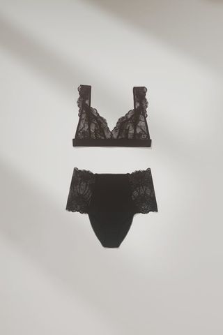 Zara + Wide Strap Lace Bralette and High-Waisted Lace Panties