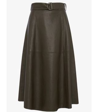 French Connection + Arlan Leather Midi Skirt