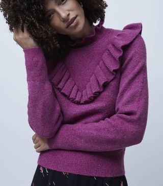 French Connection + Mira Flossy Knit Frilled Jumper