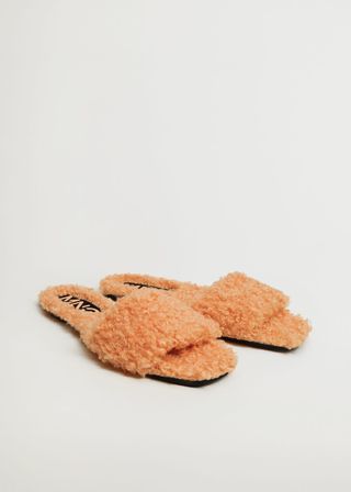 Mango + Faux Fur Felt Sandals