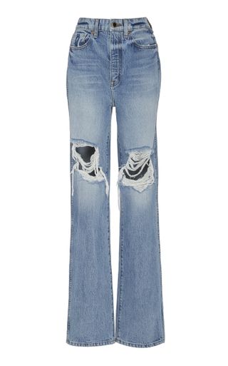 Khaite + Danielle Distressed High-Rise Straight-Leg Jeans