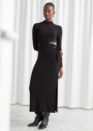 & Other Stories + Mock Neck Cut Out Midi Dress