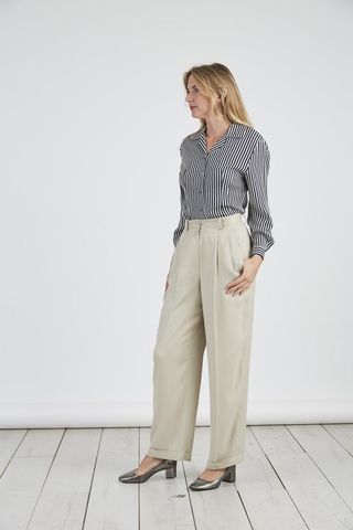 Vintage DKNY + Silk Pleated High Waisted Trousers