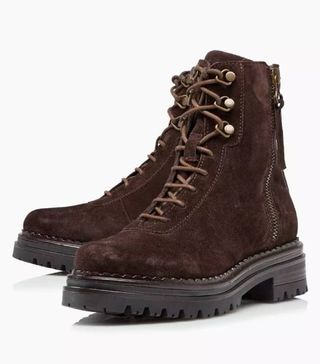Dune + Phase Brown Chunky Lace Up Hiker Boots