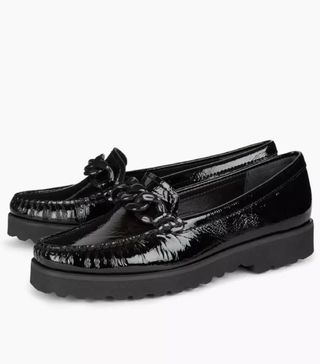 Dune + Gately Black Comfort Chain Detail Loafers