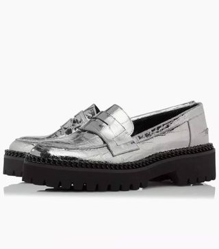 Dune + Glorious Pewter Low Heel Chunky Loafers