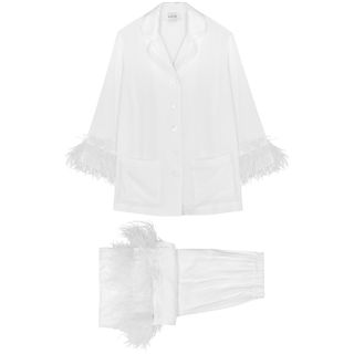 Sleeper + Party White Feather-Trimmed Pyjama Set