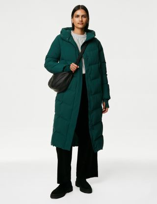 M&S Collection + Thermowarmth™ Hooded Longline Duvet Coat