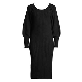 Scoop + Square Neck Ribbed Sweater Dress