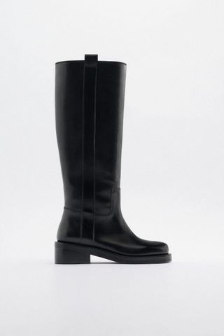 Zara + Leather Low-Heel Boots