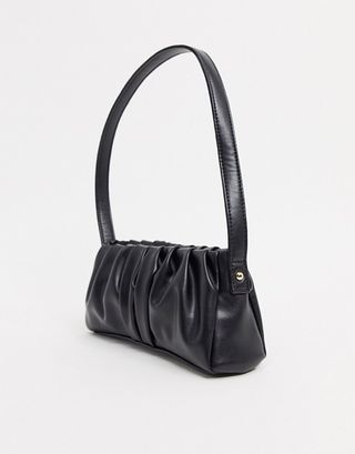 ASOS Design + Ruched 90s Shoulder Bag in Black
