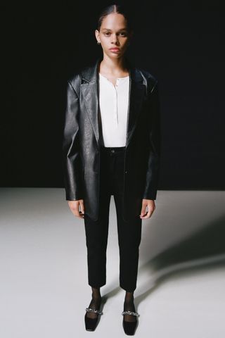 Zara + Faux Leather Oversized Blazer