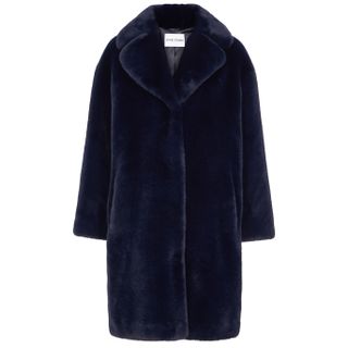 Stand Studio + Camille Midnight Blue Faux Fur Coat