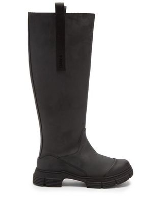 Ganni + Chunky Recycled-Rubber Knee-High Boots