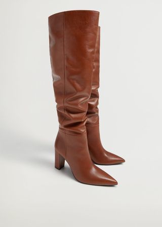 Mango + Heel Leather Boots