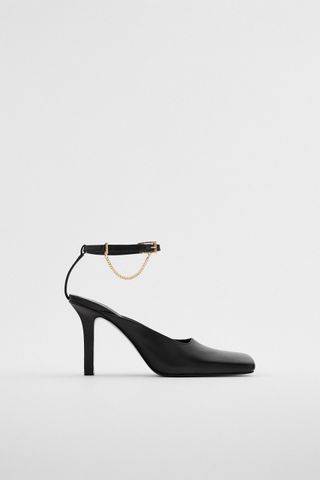 Zara + Leather Square Toe Heels