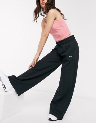 Nike + Mini Swoosh High Waisted Wide Leg Sweatpants