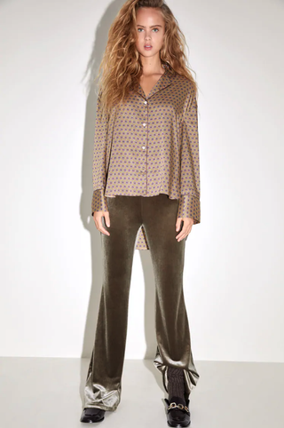 Zara + Flared Velvet Pants