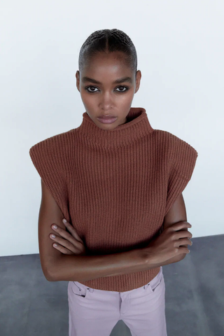 Zara + Shoulder Pad Knit Top