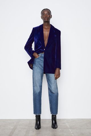 Zara + Oversized Velvet Blazer