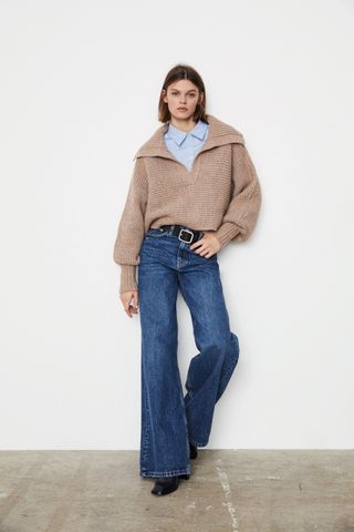Zara + Cropped Knit Sweater