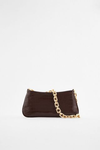 Zara + Chain Strap Animal Embossed Shoulder Bag