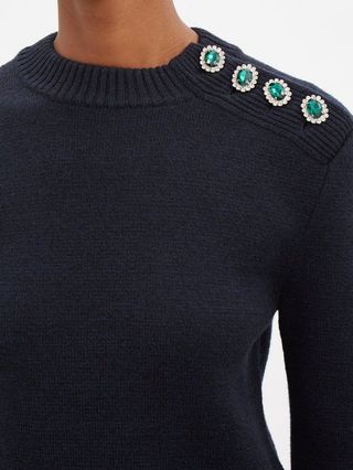 Paco Rabanne + Crystal-Button Wool Sweater