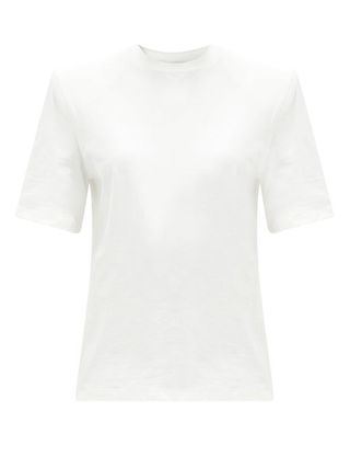 The Attico + Padded-Shoulder Cotton-Jersey T-Shirt