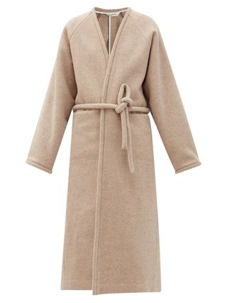 Kassl Editions + V-Neck Wrapped Felted-Wool Blend Coat