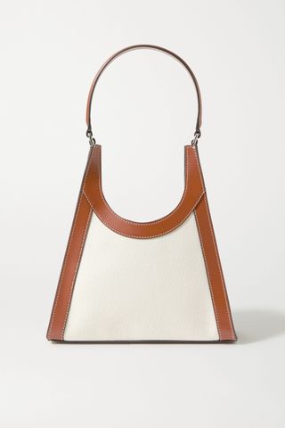 Staud + Rey Leather-Trimmed Canvas Tote