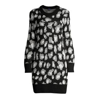 Scoop + Leopard Print Sweater Dress