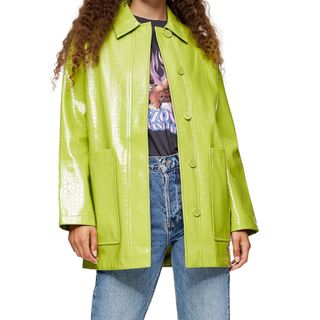 Topshop + Alma Crocodile Faux Leather Shirt Jacket