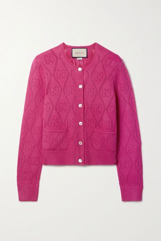 Gucci + Pointelle-Knit Wool Cardigan