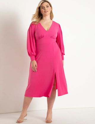 Eloquii + V-Neck Knit Midi Dress