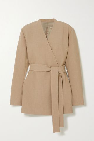 Frankie Shop + Oversized Belted Woven Blazer