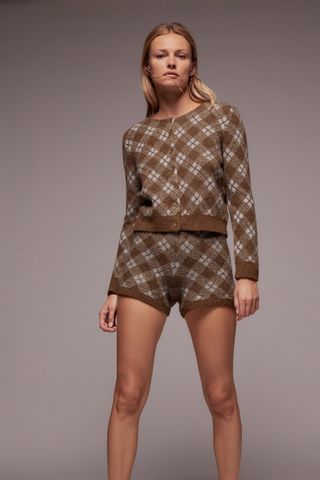 Zara + Argyle Wool Blend Jacket