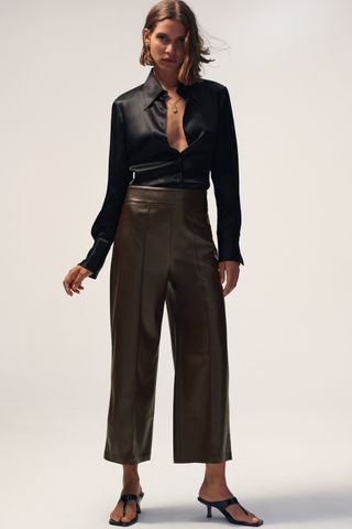 Zara + Faux Leather Culottes