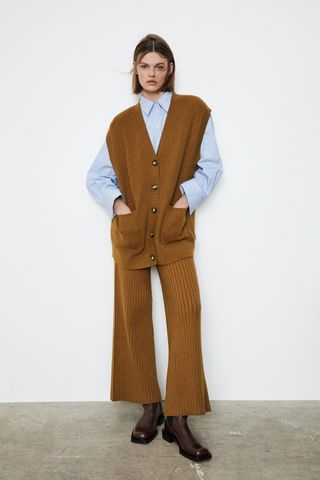 Zara + Wide Leg Knit Pants