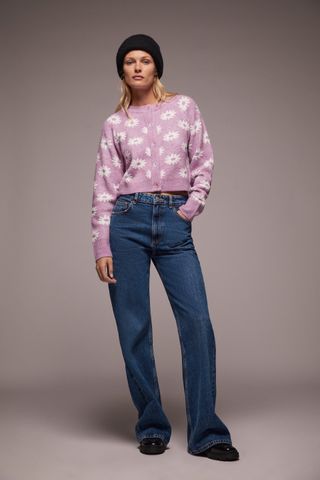 Zara + Floral Knit Jacket
