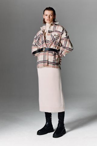 Zara + Wool Blend Plaid Overshirt