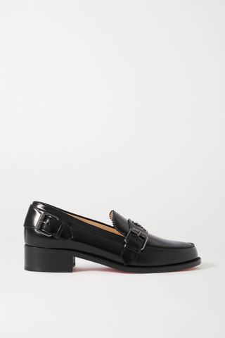 Christian Louboutin + Monmoc 40 Logo-Embellished Buckled Leather Loafers