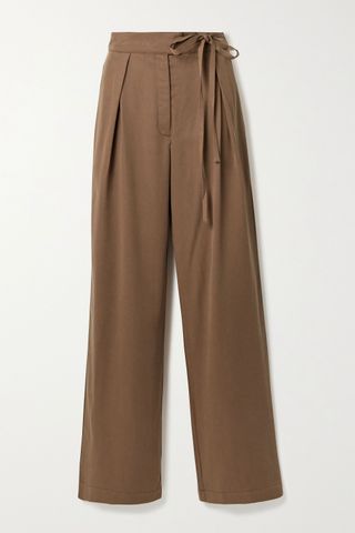 Reformation + Sonia Belted Pleated Tencel Wide-Leg Pants